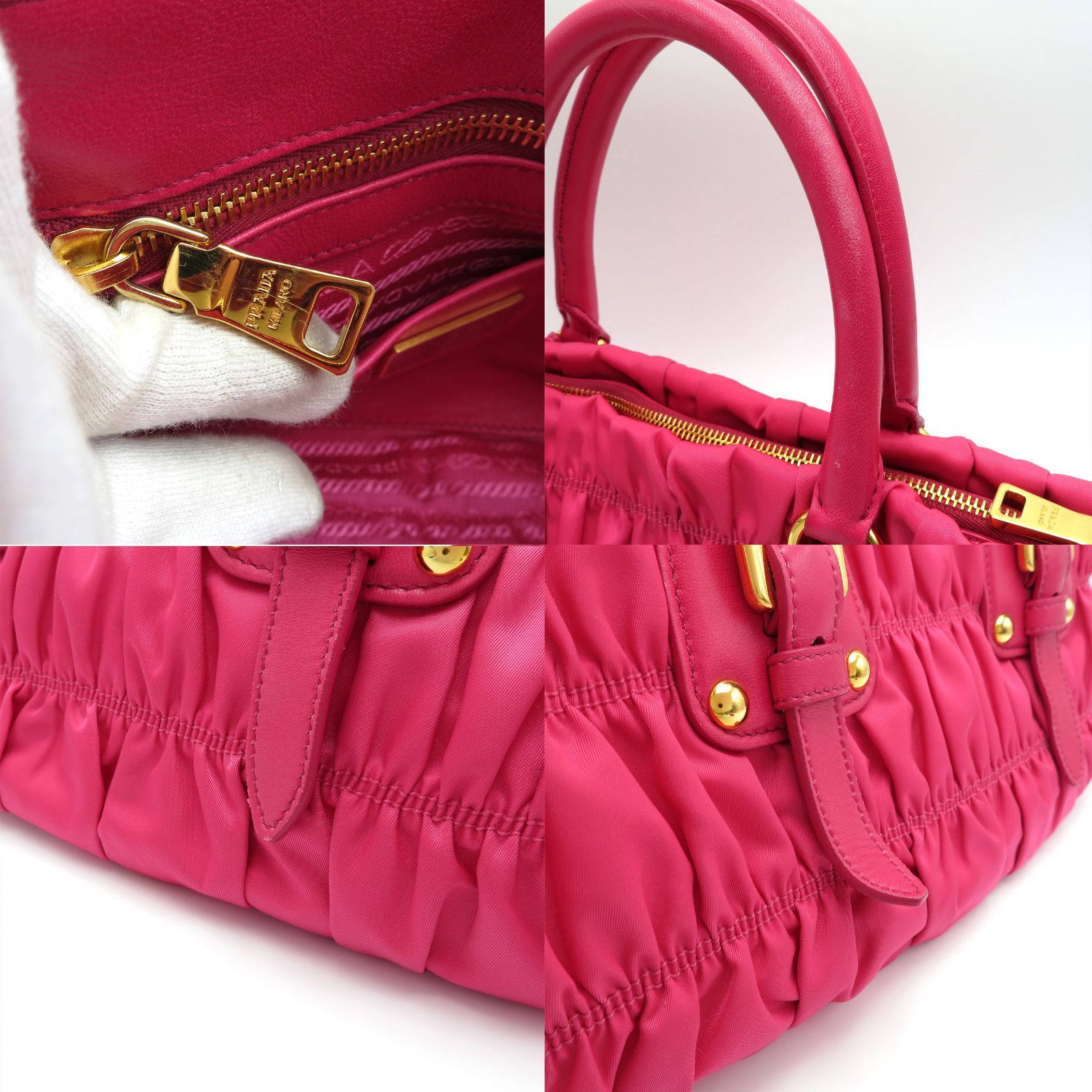 PRADA プラダ ギャザー ハンドバッグ ショルダーバッグ BN1407 2WAY 