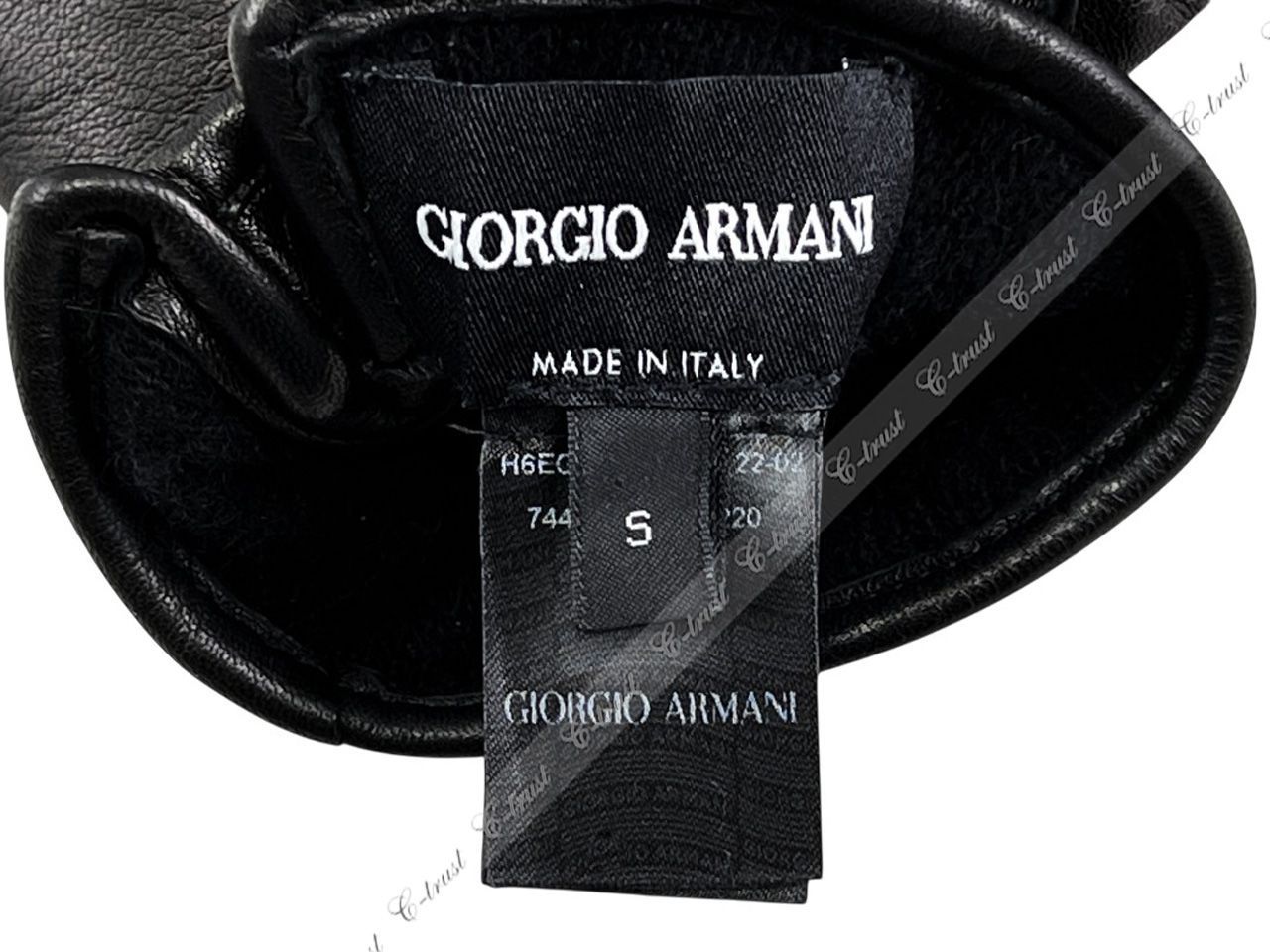 GIORGIO ARMANI ジョルジオ アルマーニ 手袋 グローブ 羊革 ナッパ レザーボタン ロゴ イタリア製 ブラック L 904-S