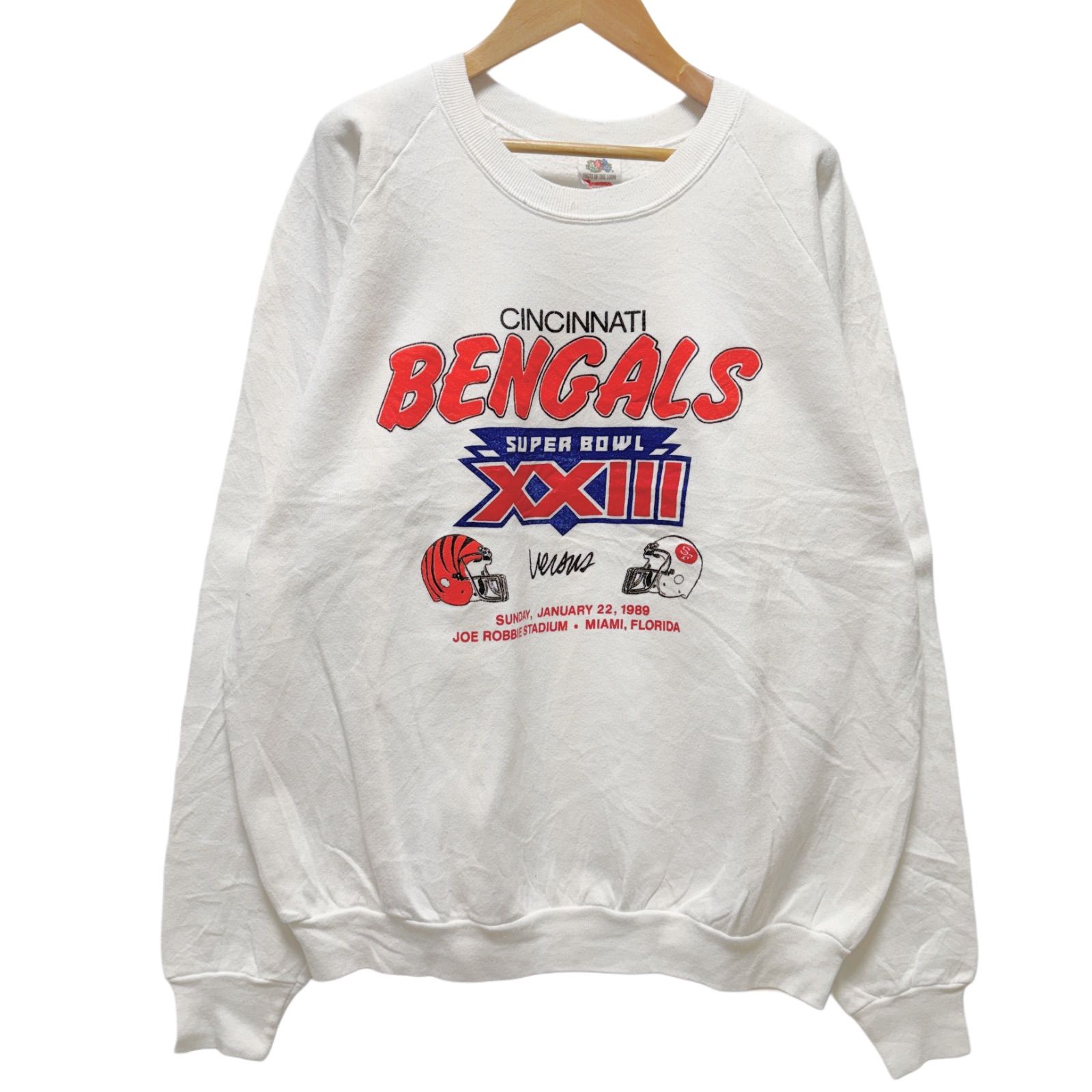 ビンテージ 80s USA製 FRUIT OF THE ROOM スウェット XLサイズ BENGALS 