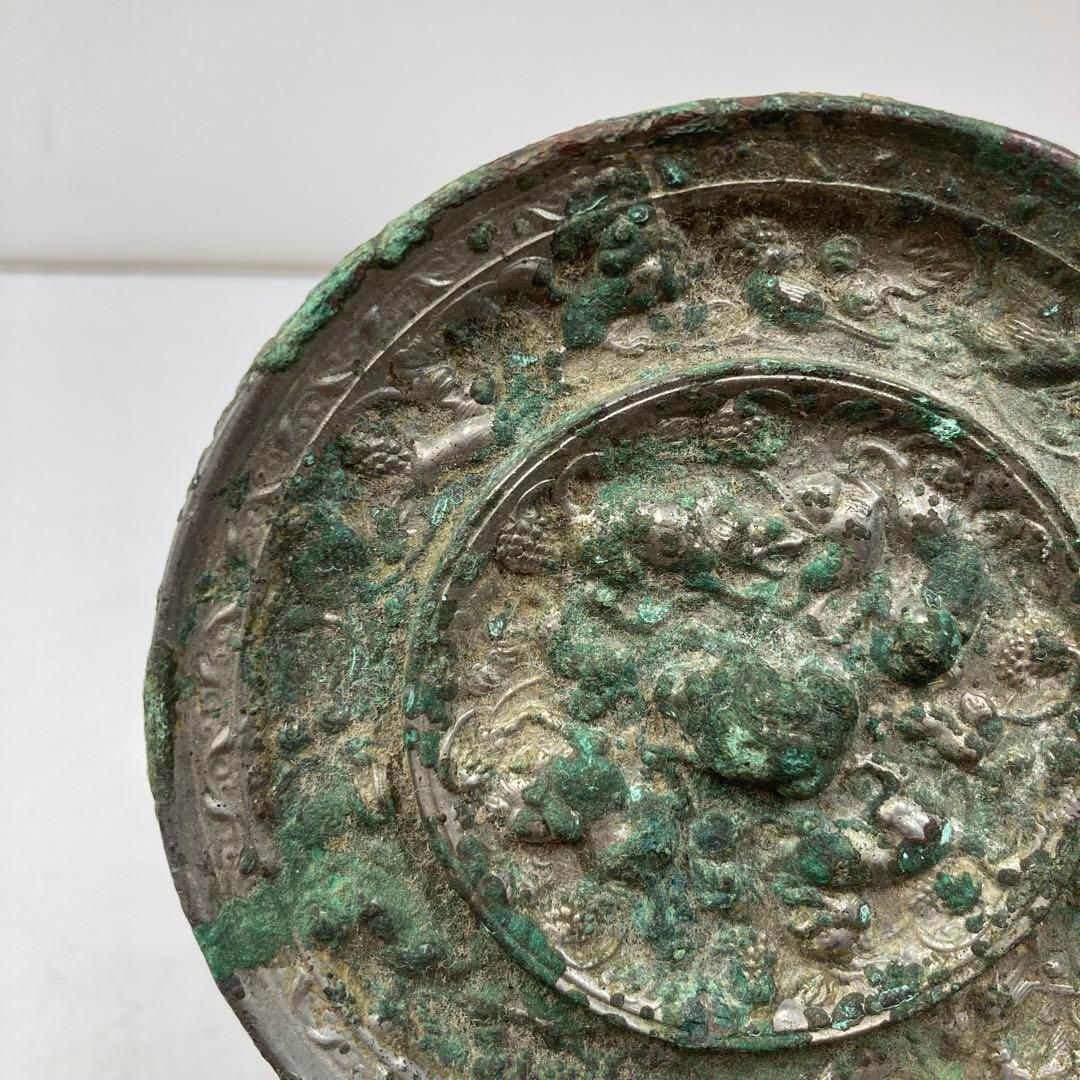 中国漢時代 海獣ぶどう鏡 11㎝ トサチ 東さ5-1125 2F