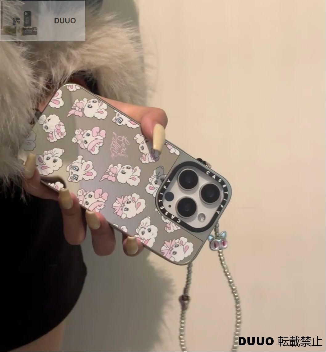 可愛いfoxy illustrations iPhoneケース シルバーミラーシルバー