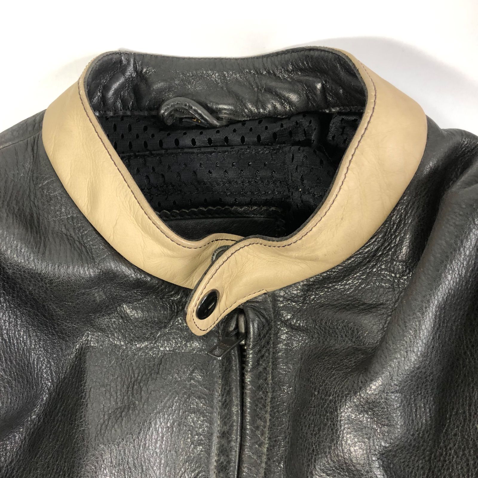 A0930-14-8 BS LEATHER BIKE ジャケット レザージャケット 黒 バイク 着丈53cm 身幅56cm 肩幅48cm