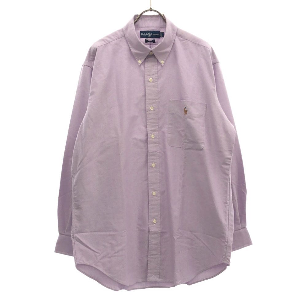 本物保証，人気 ラルフローレン 未使用 長袖 ボタンダウンシャツ L パープル RALPH LAUREN タグ付き メンズ 長袖シャツ