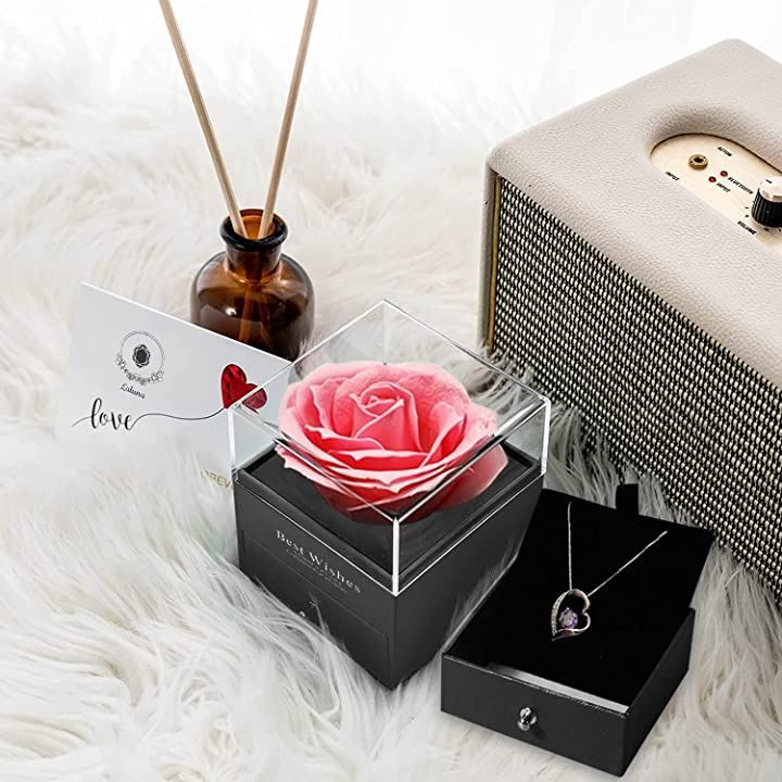 箱つき　新品未使用！ Laluna ソープフラワー プレゼント 造花 バラ 一輪の花 創作ジュエリー