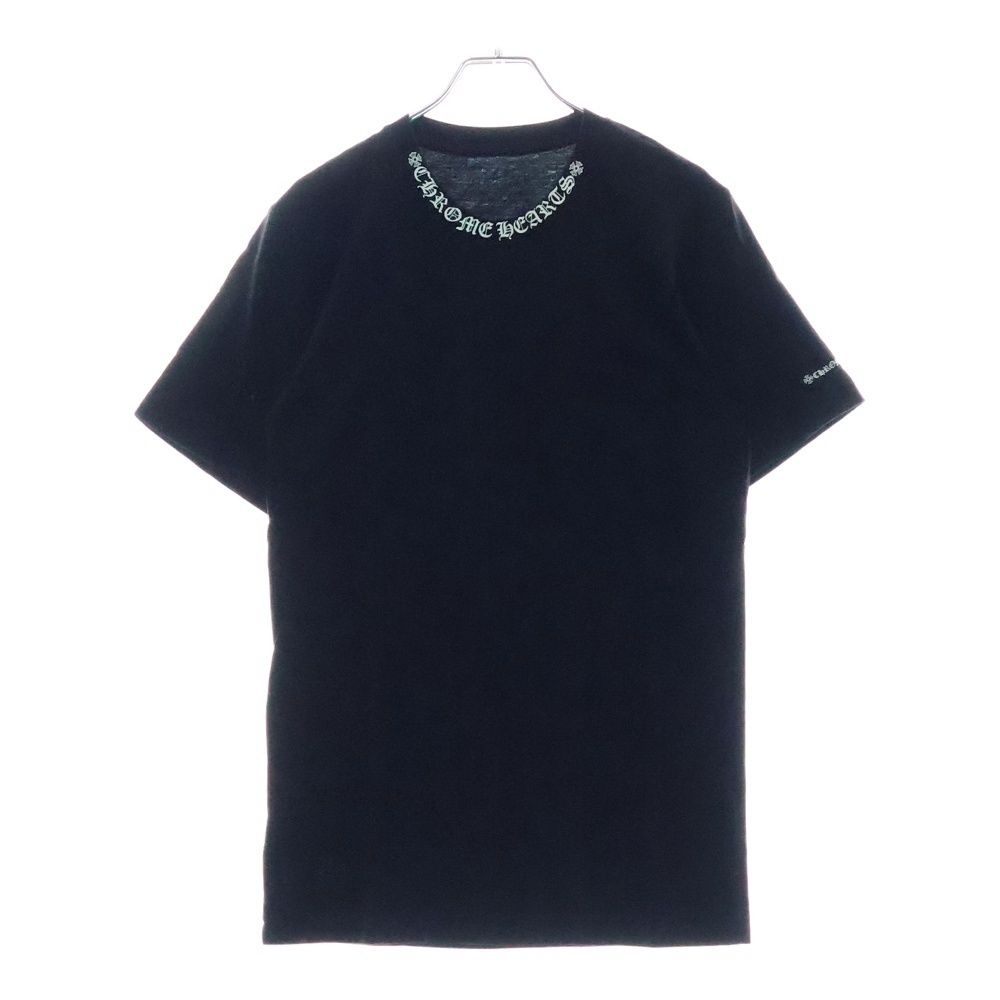 1点モノクロムハーツ ネック ロゴ プリント Tシャツ ブラック クロムハーツTシャツ ネックロゴ ブラック|クロムハーツ通販専門