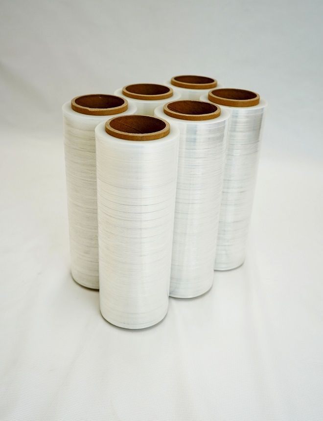 ストレッチフィルム 厚さ15ミクロン 幅300ｍｍ&times;300ｍ巻 1箱 6本入 手巻き用 梱包 透明 養生 KIKAIYA