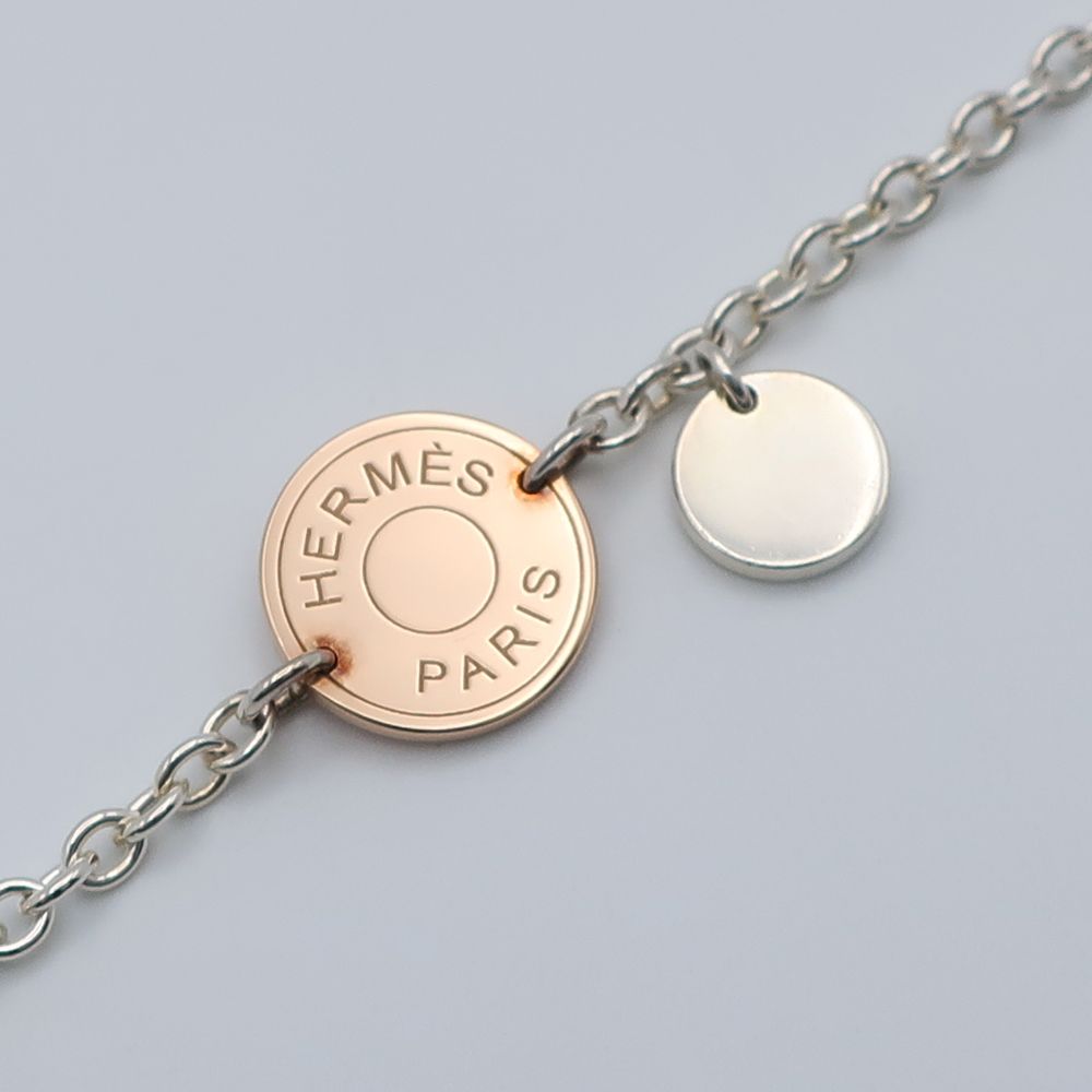 天白】エルメス エクスリブリスPM ブレスレット 750PG 925 ピンク  