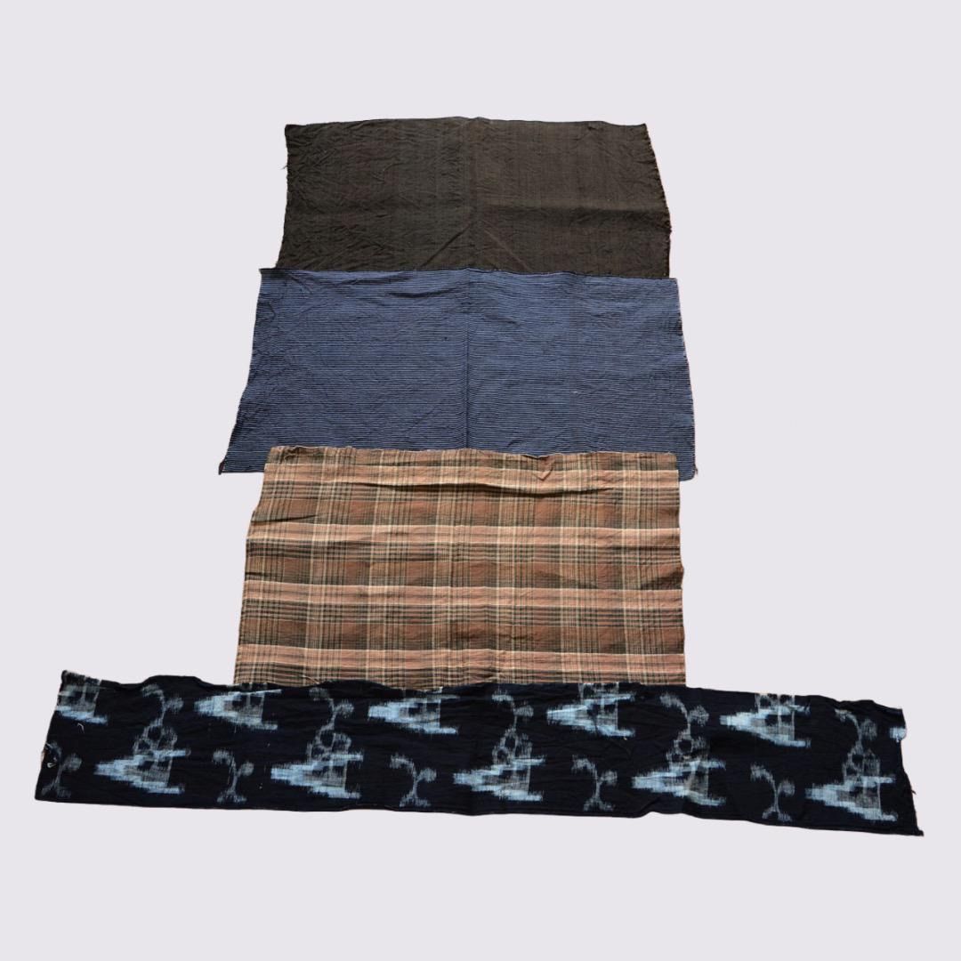 古布 はぎれセット 木綿 藍染絣 縞模様 格子模様 リメイク素材