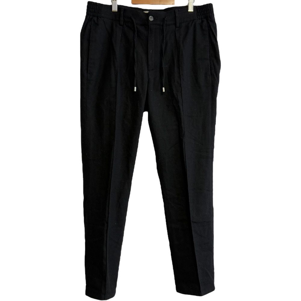 ほぼ美品 giabsarchivio ジャブスアルキヴィオ MASACCIO マサッチョ センタークリース イージー スリム スラックス パンツ 48 ブラック メンズ 古着 中古 USED