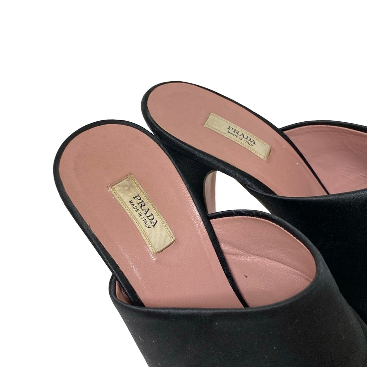 仕事着 PRADA プラダ ミュール 35 1 2 レディース - 黒 アウトソール張替済