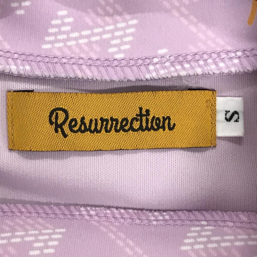 カッコ 可愛い 超 レザレクション 半袖ハイネックシャツ ピンク×白 ネック総柄 レディース S ゴルフウェア 2025年モデル Resurrection 新しい