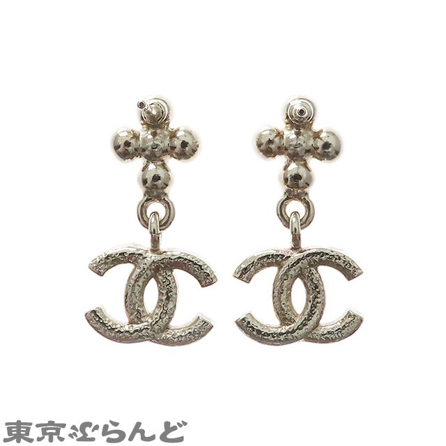 シャネル CHANEL ココマーク クロス ストーン ピアス B23A シルバー