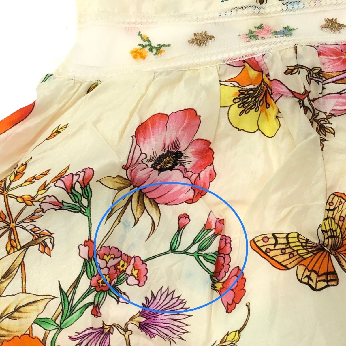 GUCCI グッチ 花柄 蝶 シルクノースリーブ ワンピース サイズ:12/18m 