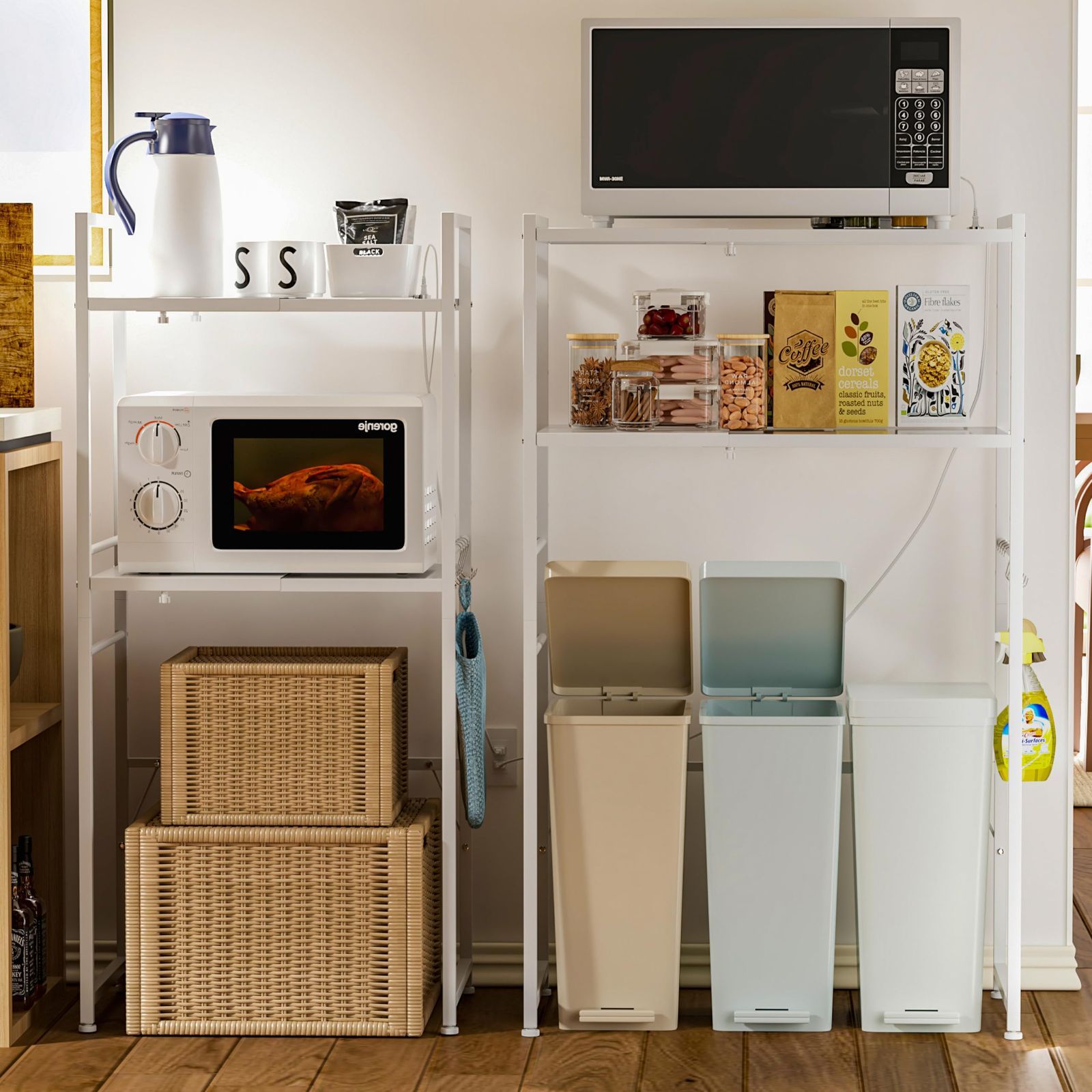 ダストボックス 2分別タイプ YY-WSB-32 ホワイト/メープル ゴミ箱 2段