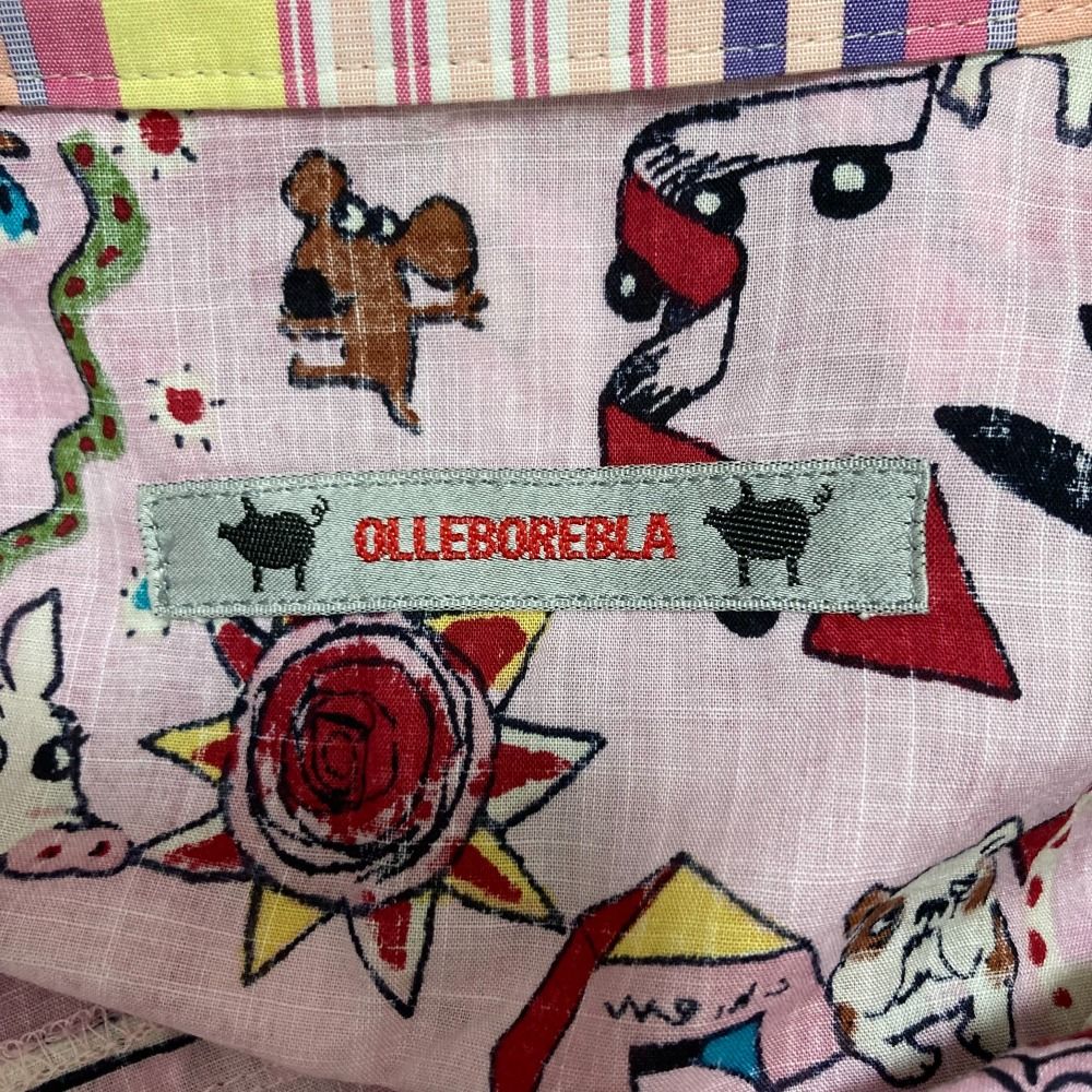 美品 OLLEBOREBLA ALBEROBELLO オレボレブラ アルベロベロ 総プリント 長袖 シャツ ブラウス ピンク レディース 古着 中古 美品 OLLEBOREBLA ALBEROBELLO オレボレブラ アルベロベロ 総