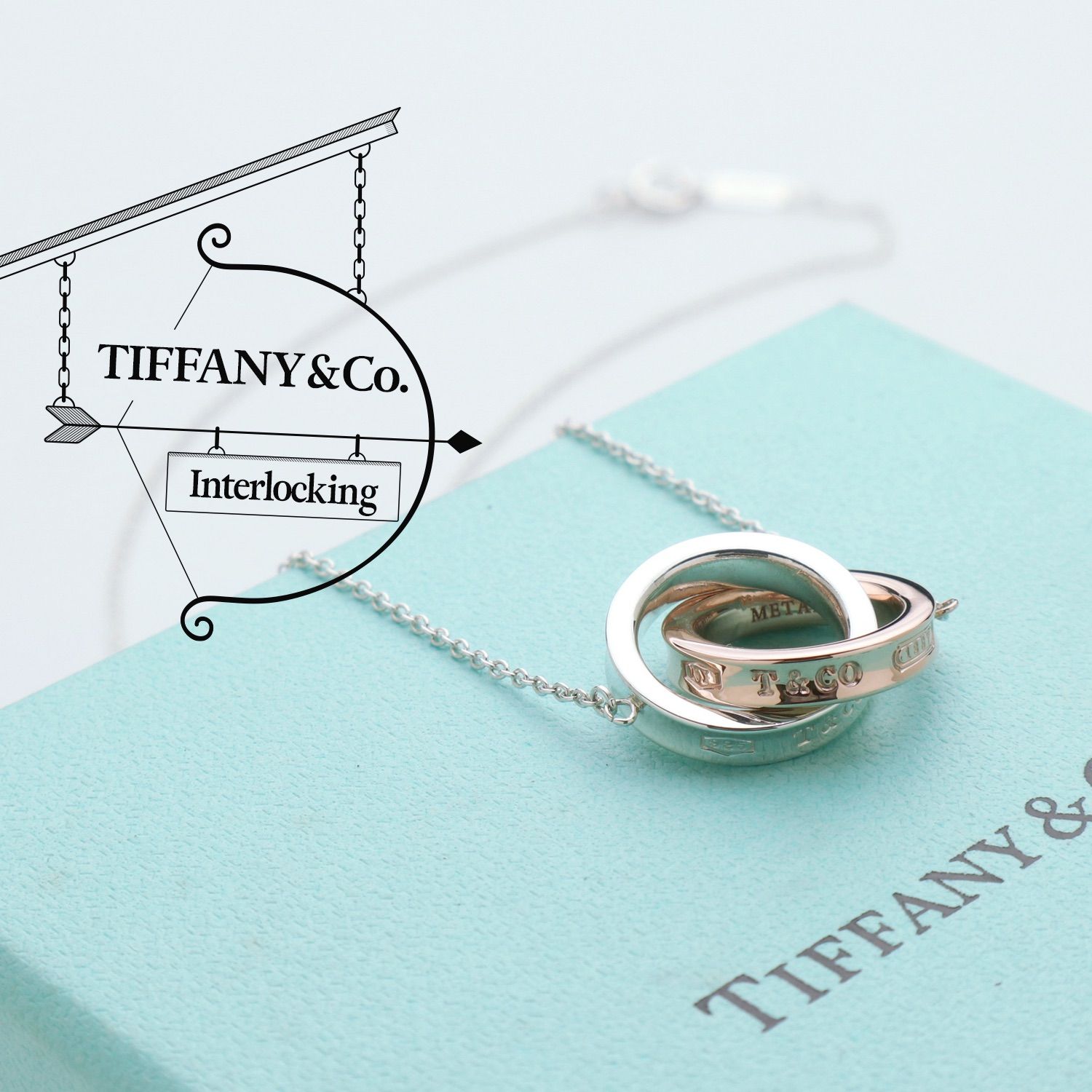 美品 TIFFANY&Co. ティファニー 1837 インターロッキング ネックレス ルベド メタル スターリング シルバー AG 925