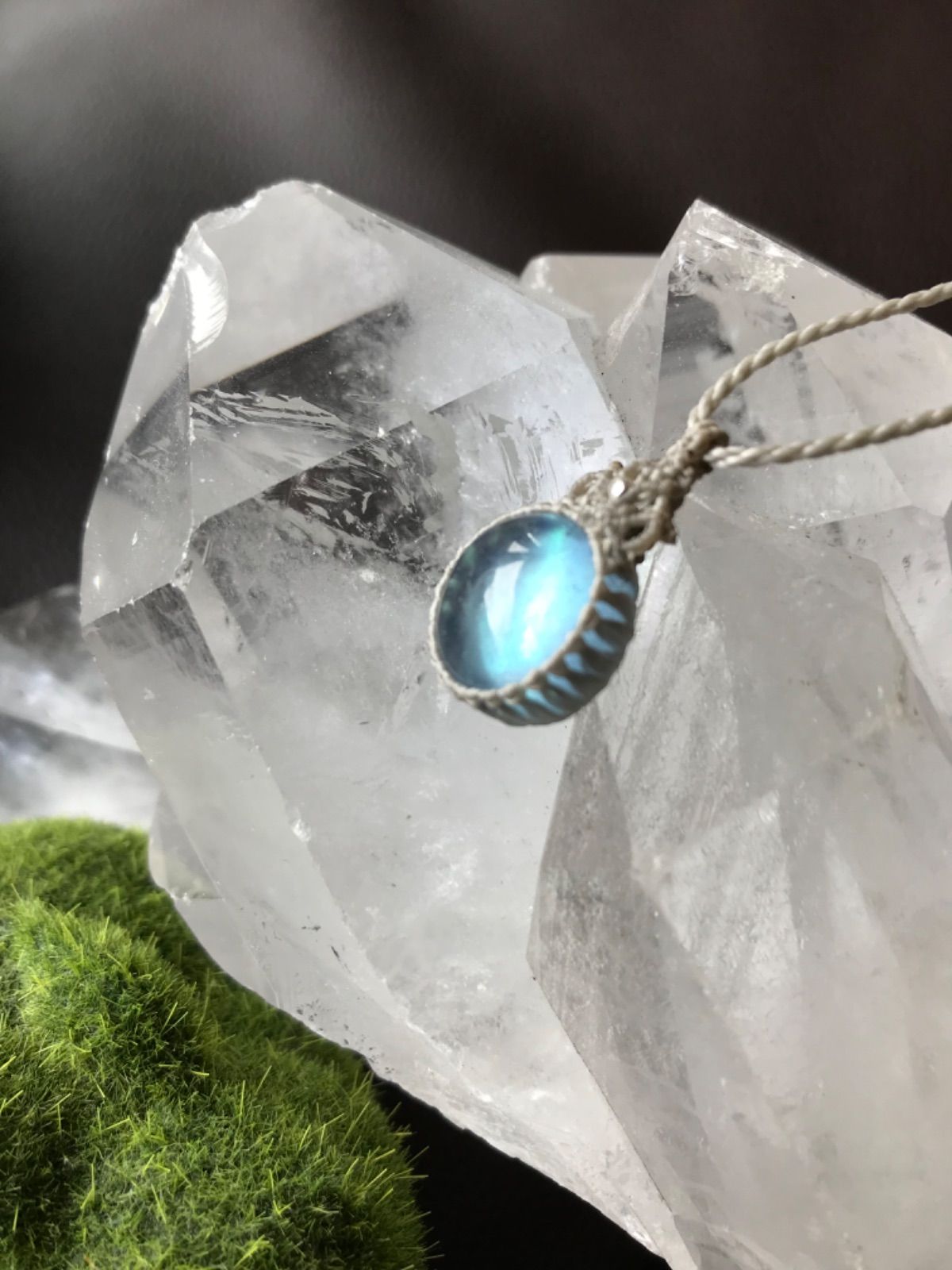 アクアマリン マクラメネックレス 希稀』ミントブルーアクアマリンの