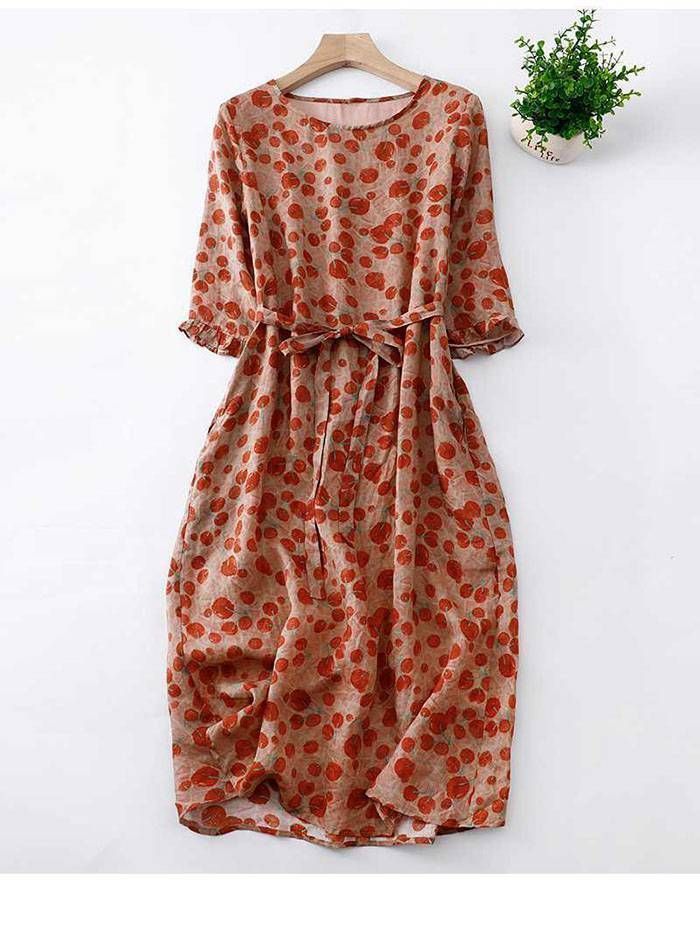 リゾートワンピース クルーネック