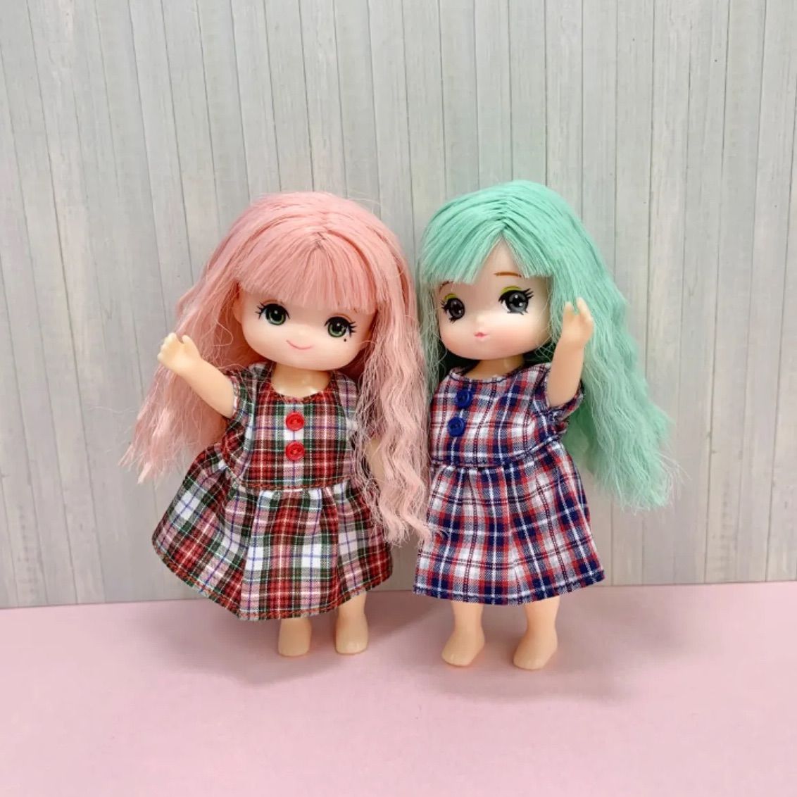 リカちゃん ミキちゃんマキちゃん 服 2着セット チェック柄ワンピース