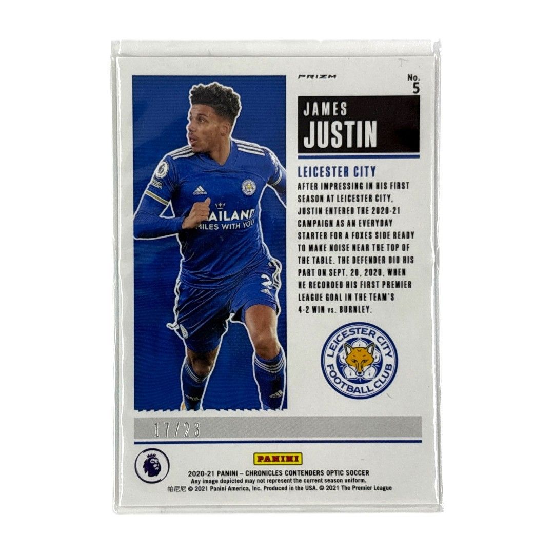 PANINI サッカーカード CHRONICLES CONTENDERS OPTIC PRIZM JAMES JUSTIN LEICESTER CITY 17/23 #5 送料無料 中古 IT1 PANINI サッカーカード CHRONICLES CONTENDERS OPTIC PRIZM