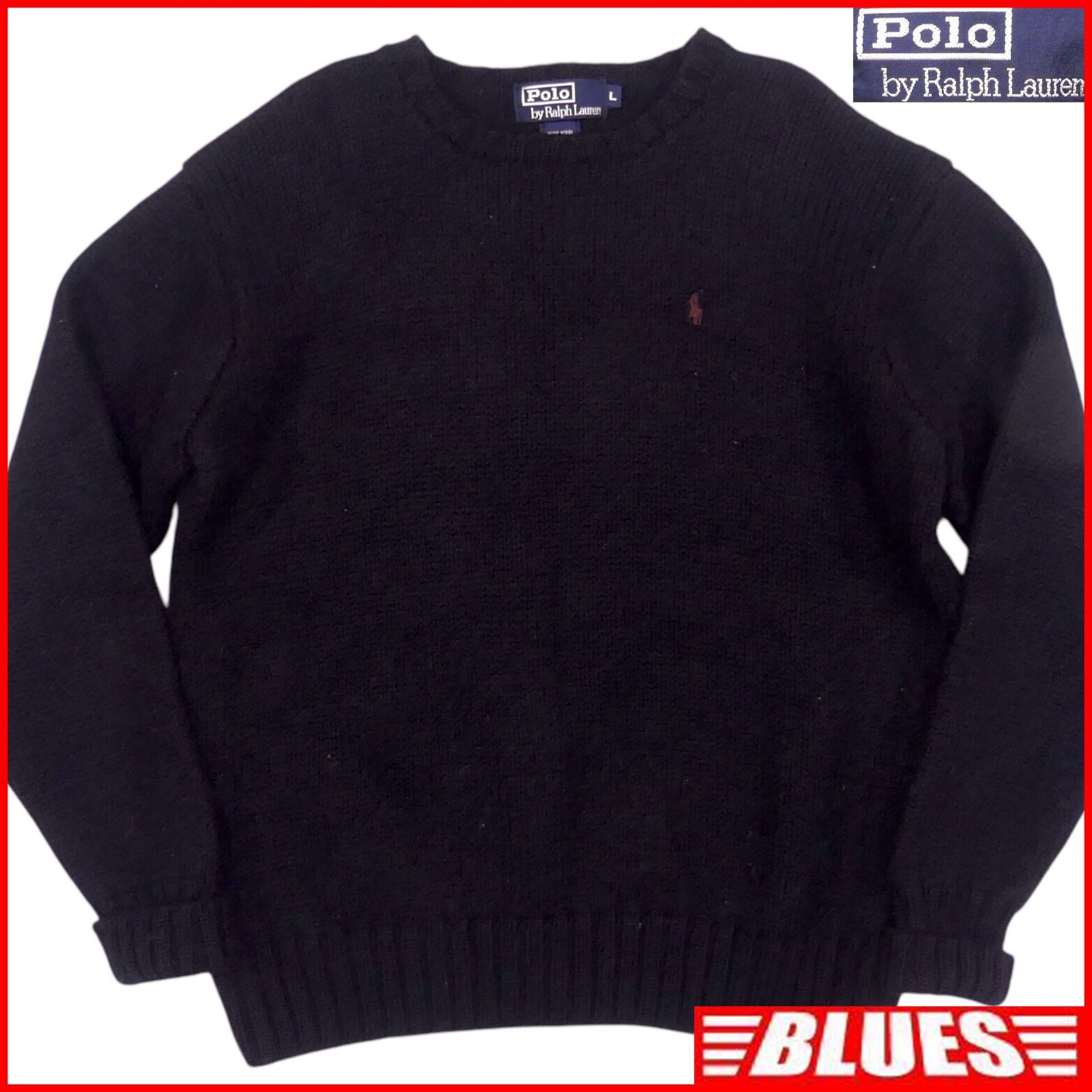 POLO RALPH LAUREN ラルフローレン セーター ニット L 古着 メンズ 黒 