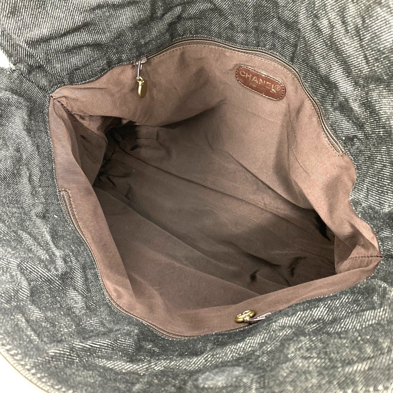 CHANEL シャネル ココマーク レザー×デニム トートバッグ ダーク