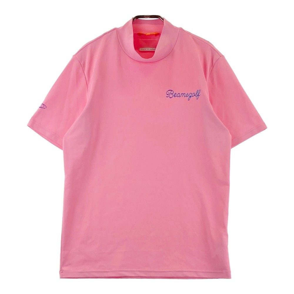 サイズ：M BEAMS GOLF ビームスゴルフ  ハイネック 半袖Tシャツ ロゴ総柄 ピンク系 [240101442433] ゴルフウェア レディース ストスト サイズ：M BEAMS GOLF ビームスゴルフ ハイネック 半袖Tシャツ