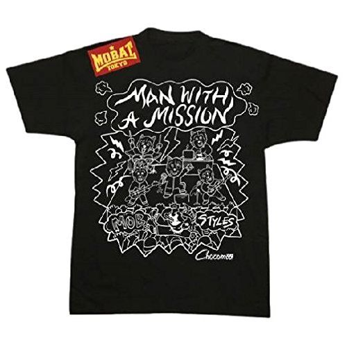[MAN WITH A MISSION] マンウィズアミッション x MOBSTYLES Tee 2nd designed CHOCOMOO コラボＴシャツ ブラック（XL） 