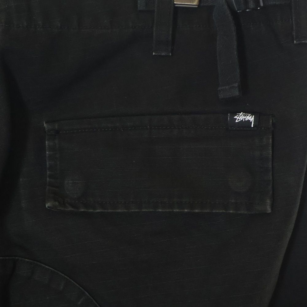 stussy 黒 リップストップナイロンパンツ M リフレクター裏地メッシュ STUSSY (ステューシー) RIPSTOP SURPLUS CARGO リップストップ