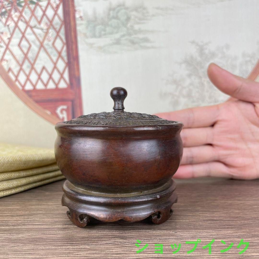 銅器 香炉 連体台薫炉 茶台香炉 香道具 装飾品 工芸品 置物