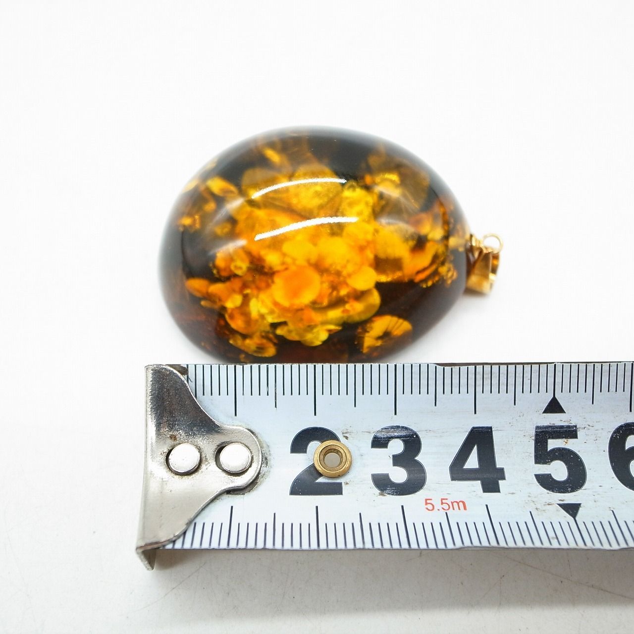 K18 大粒 琥珀 アンバー ペンダントトップ - メルカリ