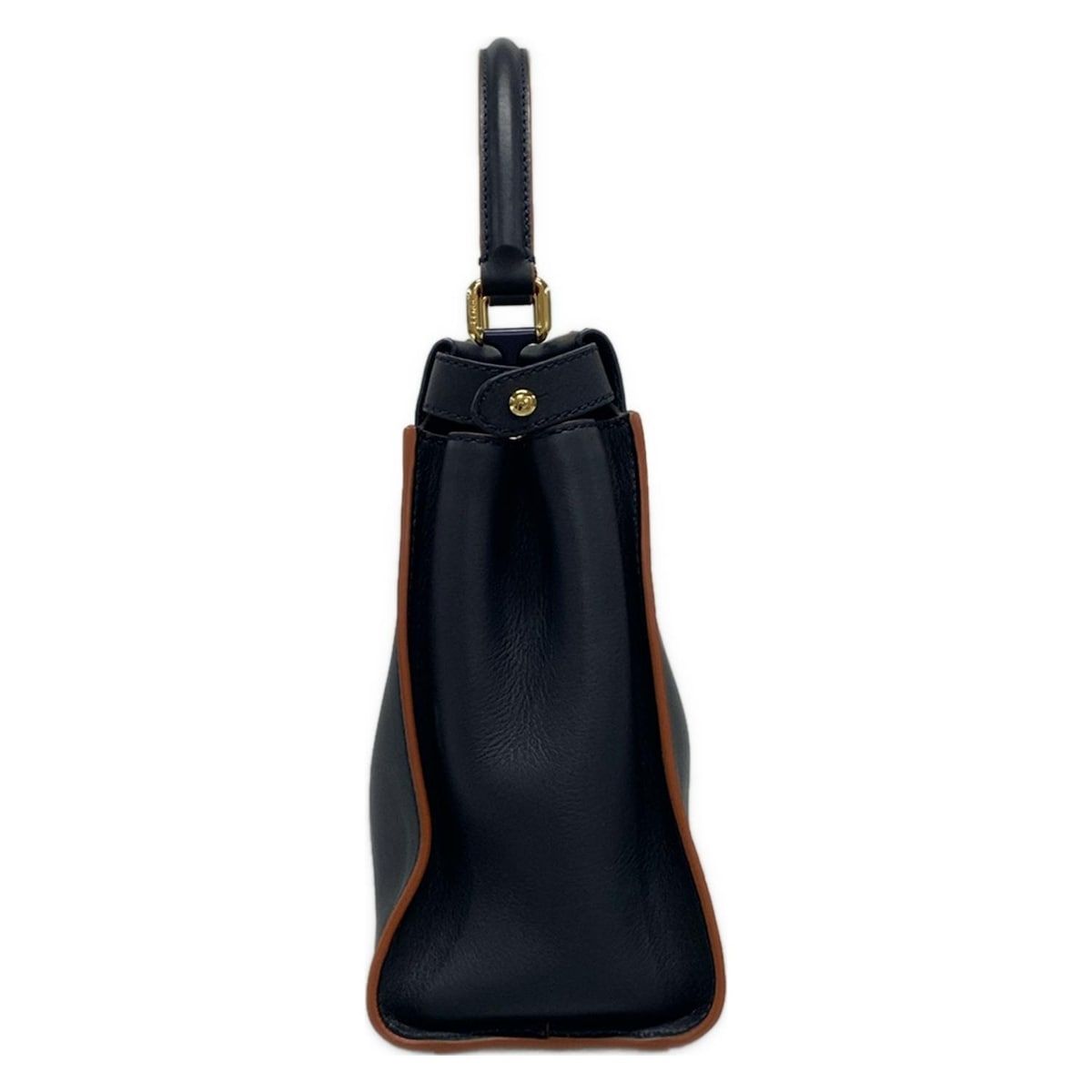 FENDI フェンディ ハンドバッグ ピーカブーアイコニックミディアム 8BN290-5AV ダークネイビー×ブラウン レザー