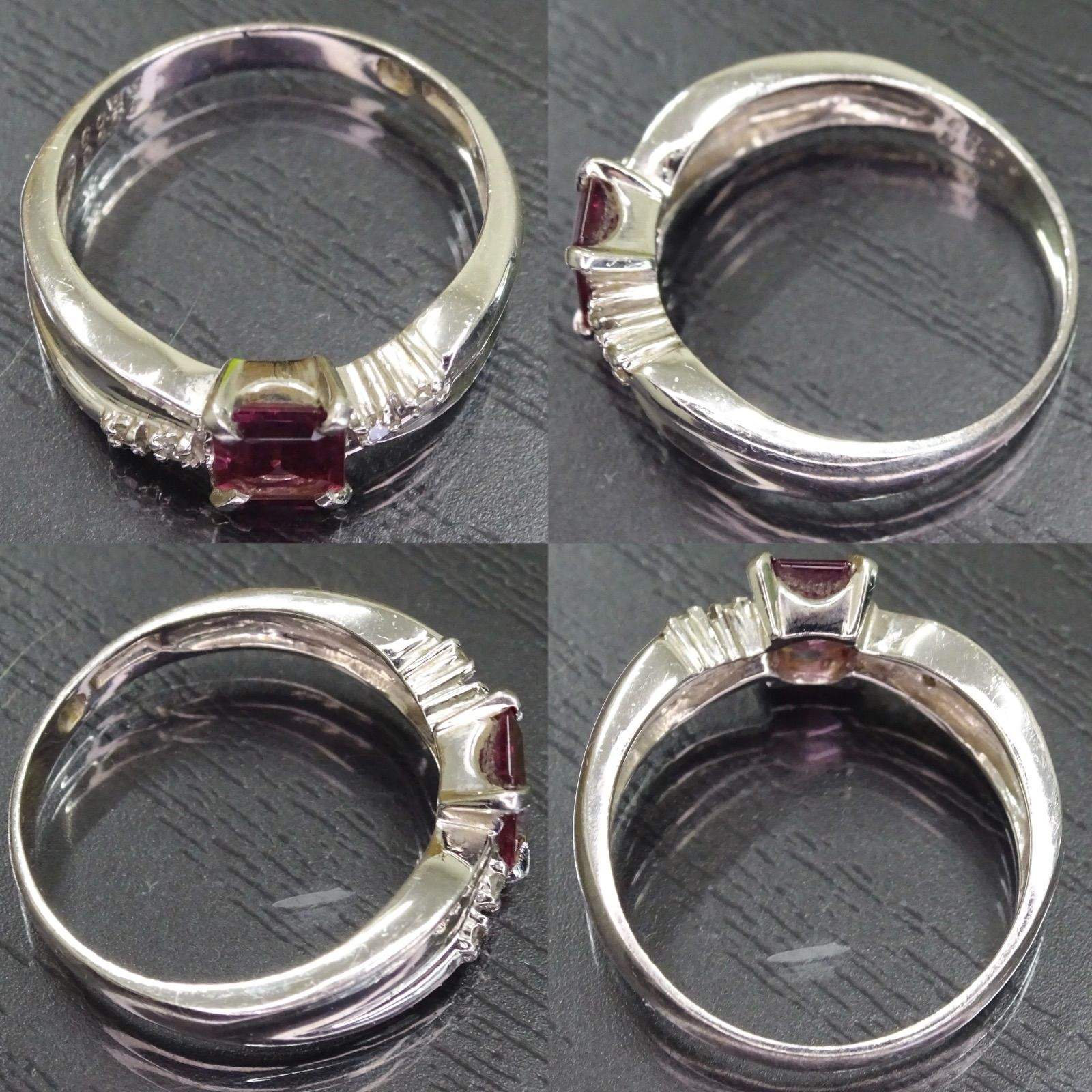 プラチナ pt900 天然ガーネット0.69ct 天然ダイヤモンド0.04ct 