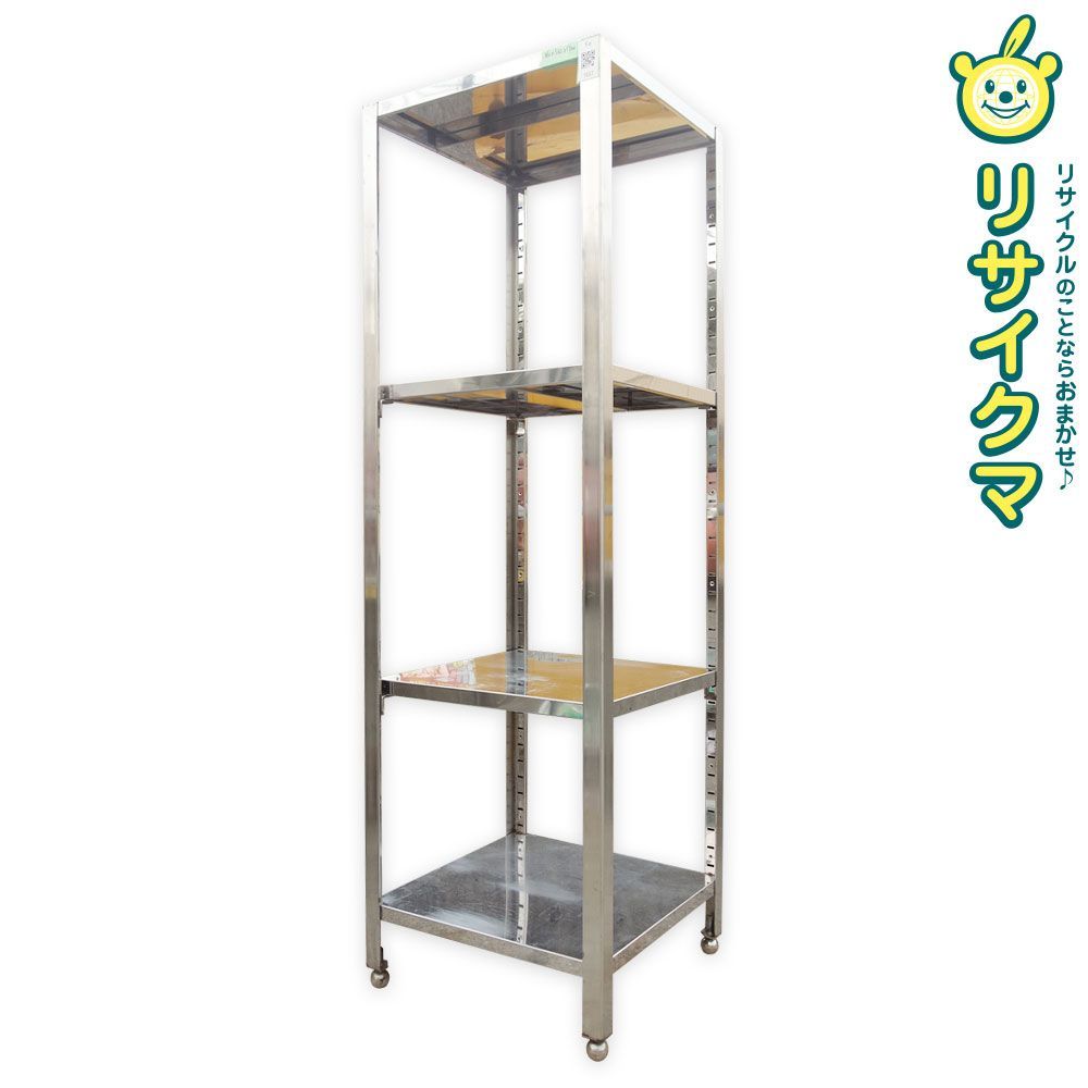 【中古】K▼棚 ラック シェルフ キャスター ステンレス (Fe1804) 中古】K▽業務用 厨房 棚 ラック シェルフ キャスター