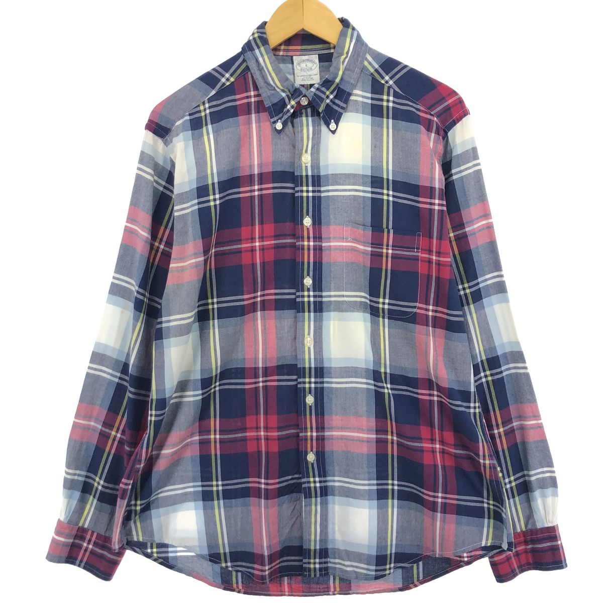 古着 ブルックスブラザーズ Brooks Brothers Est.1818 長袖 ボタンダウンチェックシャツ メンズL相当/eaa485655