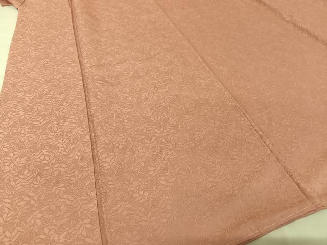 平和屋着物○上質な色無地 南天地紋 紅梅色 正絹 逸品 未