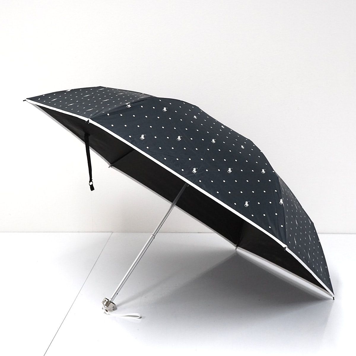 ラルフローレン 晴雨兼用折日傘 USED黒 スカラップ刺繍 UV 軽量 ラルフローレン 晴雨兼用折日傘 USED黒 スカラップ刺繍 UV 軽量