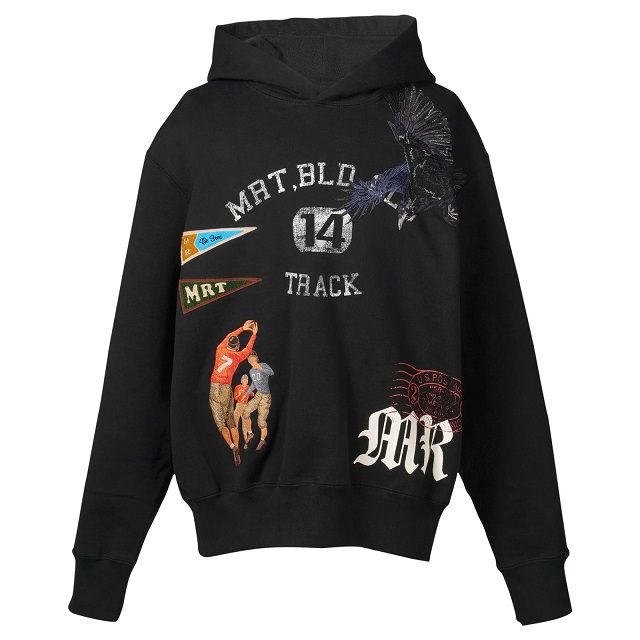 新品 KHOKI コッキ 25SS 日本製 MULTI EMBODIED-DESIGN HOODIE マルチ刺繍デザイン スウェットプルオーバーパーカー 25ss-t-02 4 Black トップス g21121
