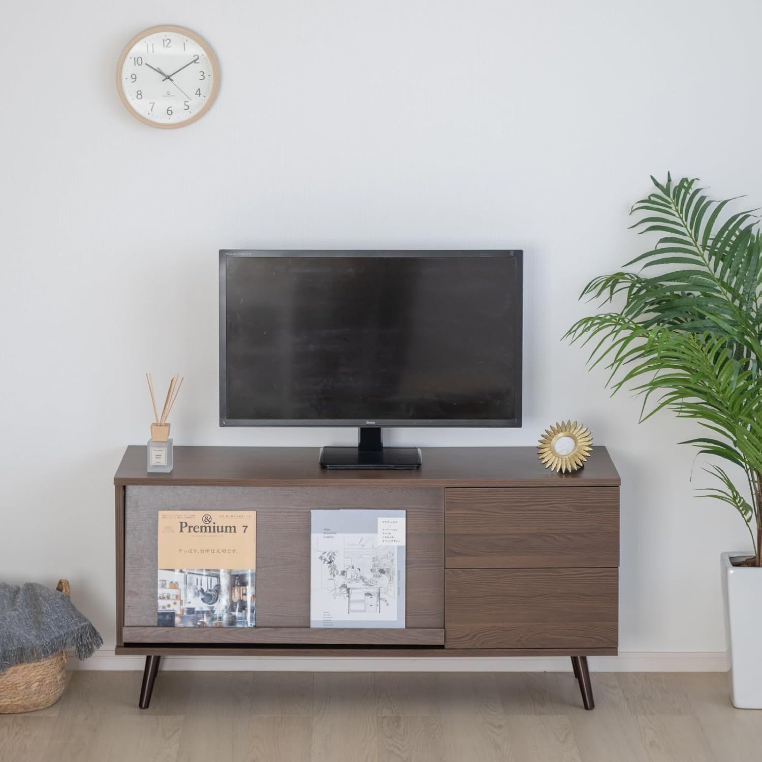 テレビ台　ローボード　テレビラック　見せる収納　丸脚　tks-trbt-c-br　WLJ