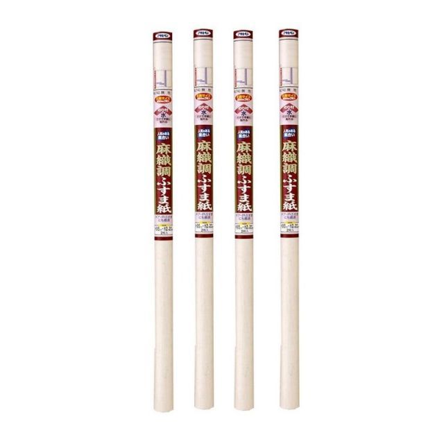 アサヒペン 麻織調ふすま紙 ２枚入り ７４０−無地 4本セット