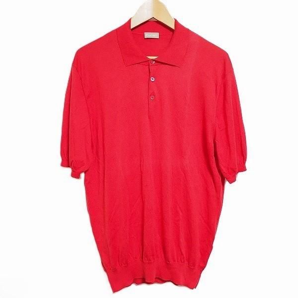 ジ*ン様 CRUCIANI ポロシャツ Made in Italy クルチアーニ sxc クルチアーニ Cruciani ポロシャツ 54 赤 半袖 コットン