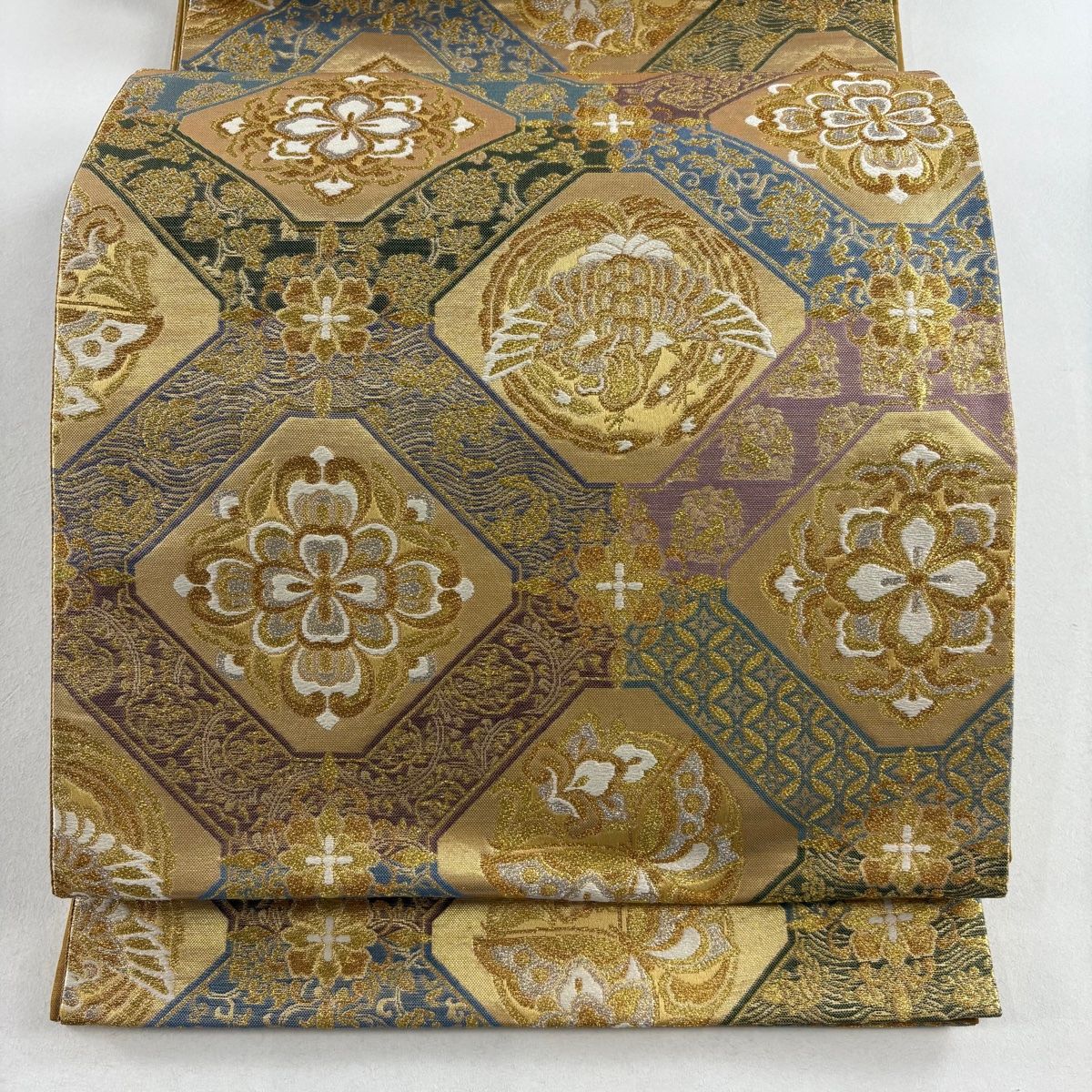 袋帯 美品 秀品 有職宝翔文 金銀糸 箔 金色 六通 正絹 【中古