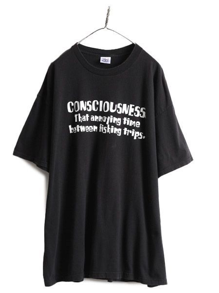 90s 00s ジョーク メッセージ プリント Tシャツ XXXL 黒 オールド-