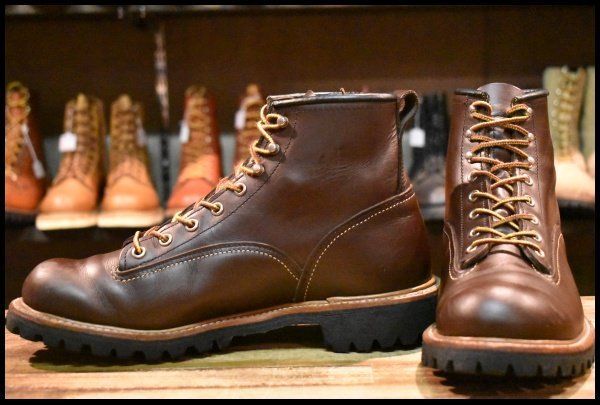 9D 09年 レッドウィング 2933 ビブラム ラインマン 茶 ブラウン チョコレート クローム 編み上げ ブーツ redwing HOPESMORE FJ186