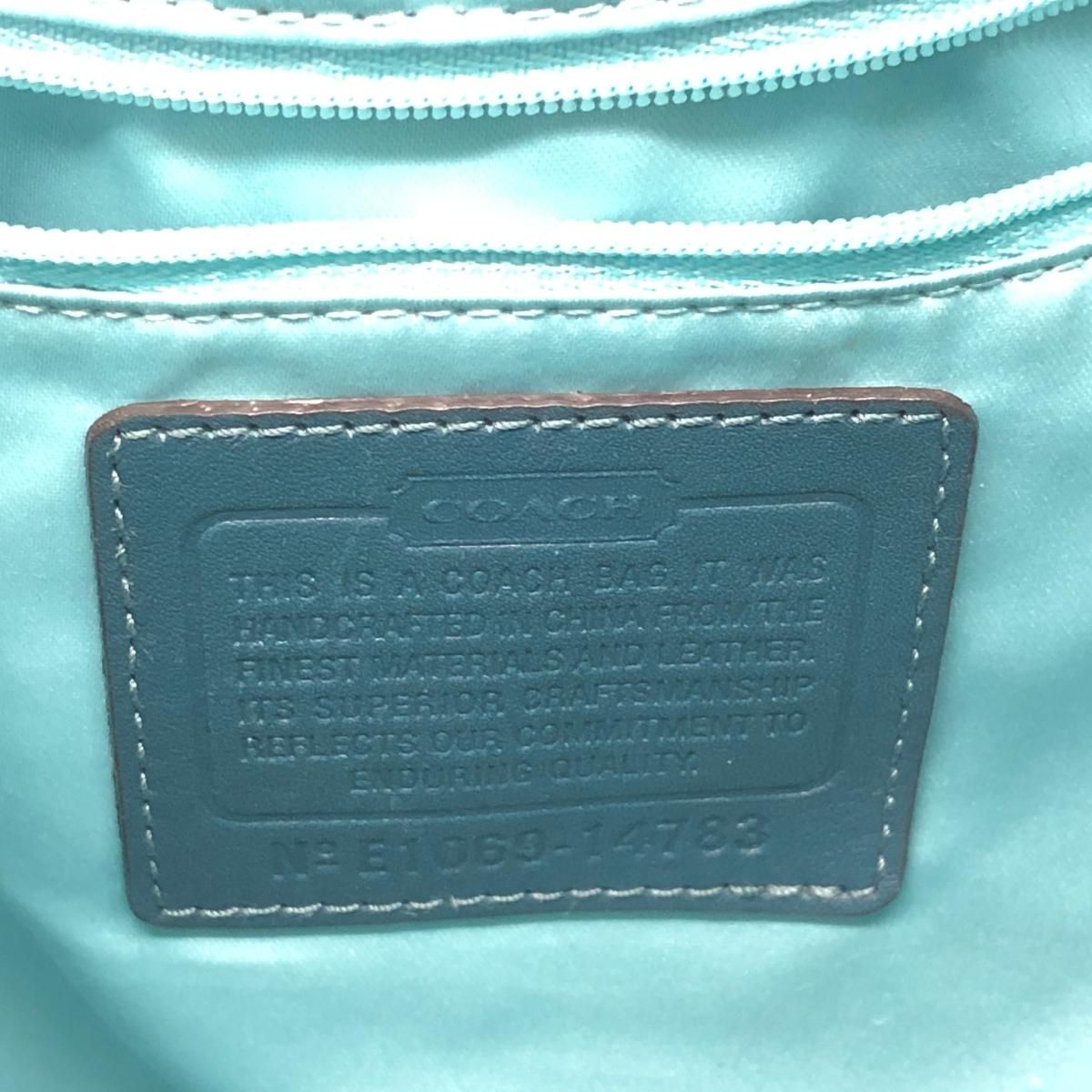 COACH コーチ 2WAYショルダーバッグ レザー/エメラルドブルー 14783