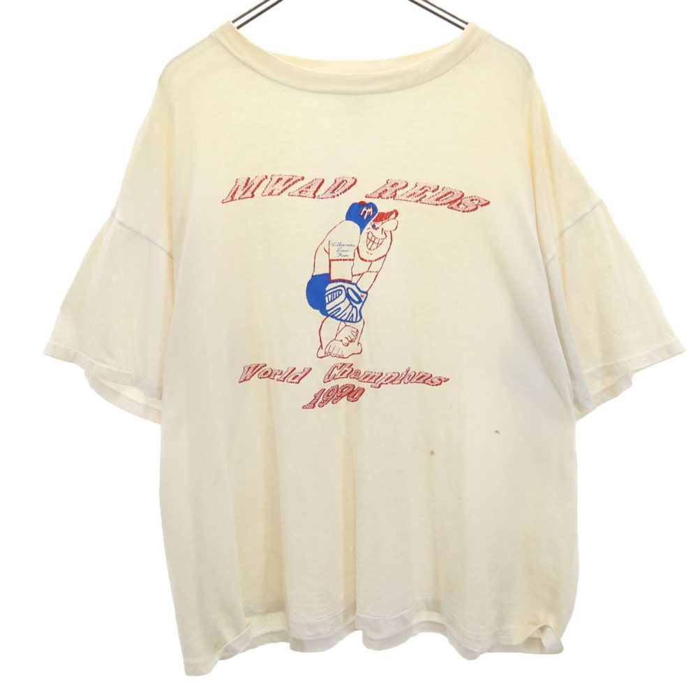 Platinum 80s USA製 半袖 シングルステッチ ボロ Tシャツ XXL ベージュ系 Platinum ビッグサイズ オールド ヴィンテージ メンズ