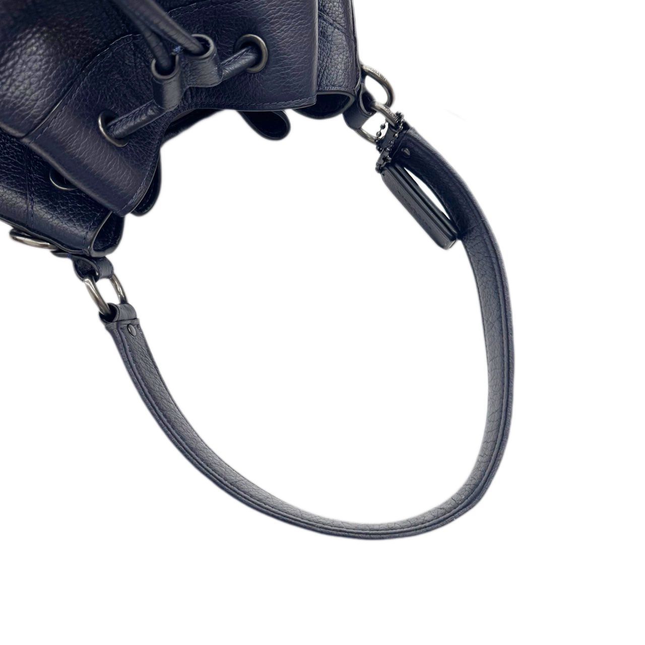 COACH コーチ 2WAYショルダーバッグ レザー ネイビー 巾着型  