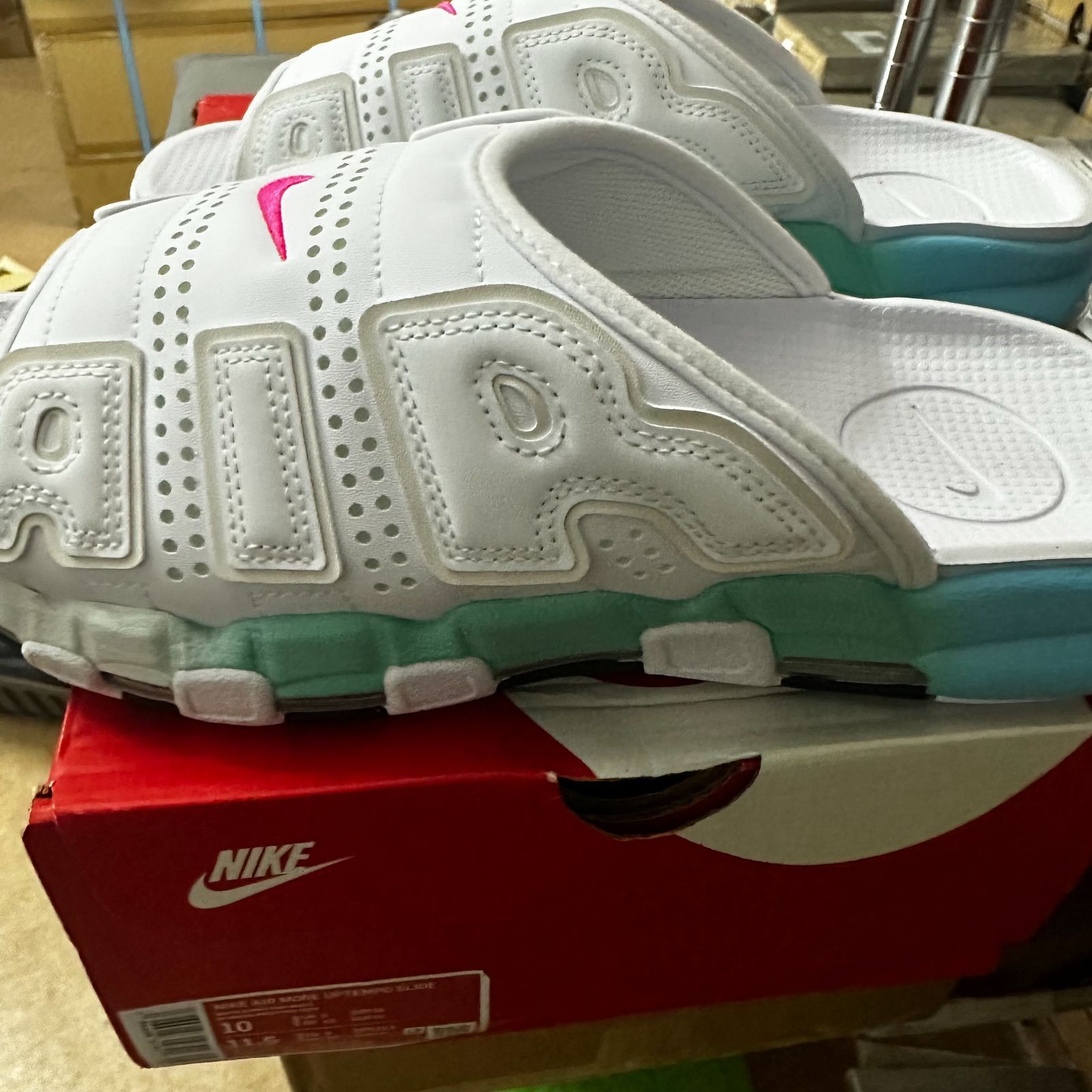 新品未使用品 Nike Air More Uptempo Slide AQUA ナイキ エアー モア