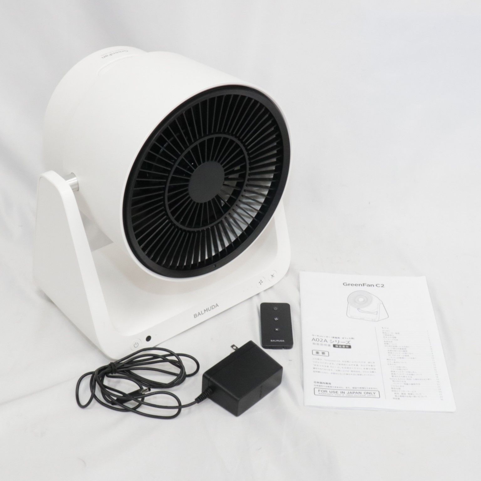 バルミューダ グリーンファンC2 ポータブルサーキュレーター BALMUDA Green Fan C2 A02A-WK スペック | GreenFan C2 | BALMUDA（バルミューダ）公式サイト