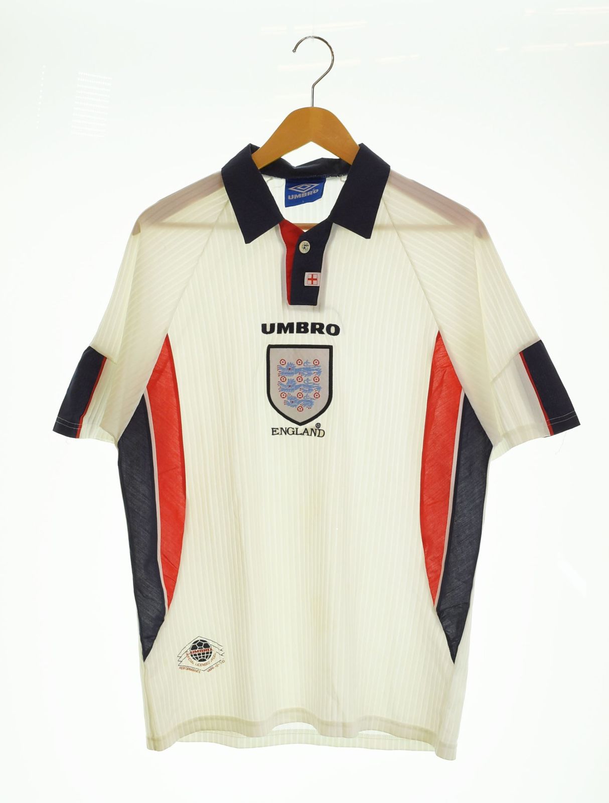 アンブロ UMBRO 90s 90 s 97~99シーズンユニフォーム イングランド代表 ゲームシャツ サッカーシャツ 半袖ポロシャツ ホワイト Lサイズ 103MT-2518
